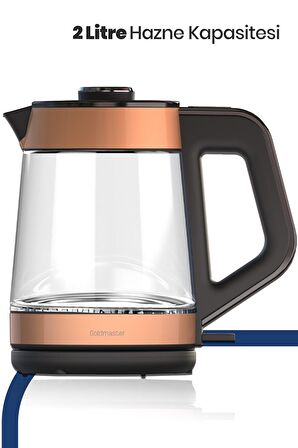 GOLDMASTER YENİDEM GM-8325RG CAM ÇAY MAK ROSE GOLD