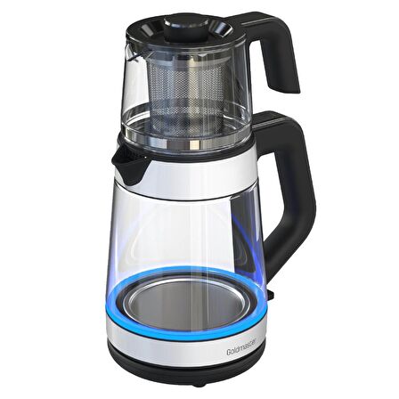 Goldmaster Deluxe Beyaz Kettle Özellikli Ledli Cam Çay Makinesi