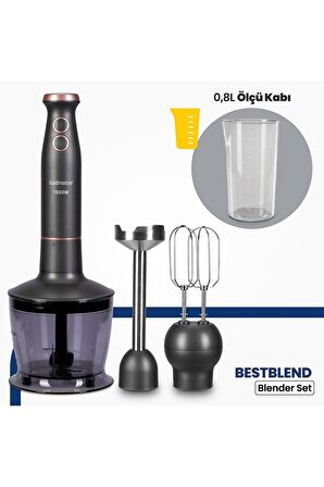 Bestblend Antrasit 1500 watt 4 Bıçaklı Paslanmaz 3 In 1 Blender Seti