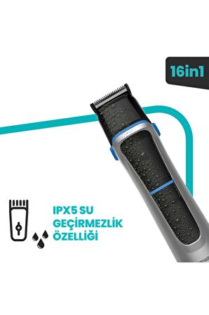 Goldmaster Suit IPX5 12 Başlıklı Şarjlı Islak/Kuru Saç-Sakal-Burun-Vücut 16 in 1 Çok Amaçlı Tıraş Makinesi 