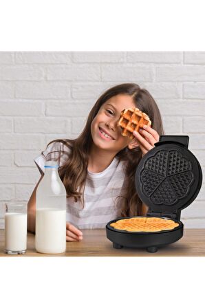 Cookie 1000w Taşmayı Önleyen Derin Plakalı Isı Kontrollü Waffle Makinesi Inox Siyah