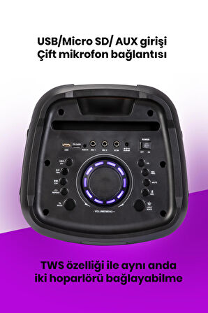 Taşınabilir Şarj Edilebilir Party Box Işıklı Bluetooth Hoparlör