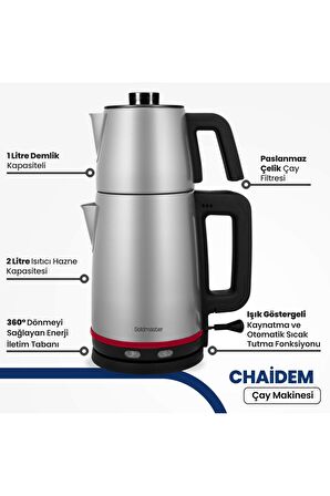 Goldmaster Chaidem BY5316 2200 W Çelik 2 lt Elektrikli Çay Makinesi 