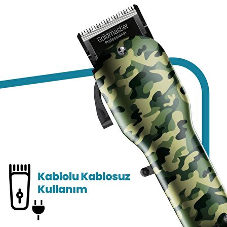 Goldmaster Army GM-8181 4 Başlıklı Kablolu+Kablosuz Kuru Saç-Sakal Çok Amaçlı Tıraş Makinesi 