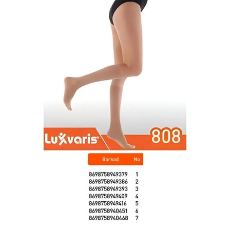 Luxvaris 808 CCL2 Dizaltı Burnu Açık Ten Rengi Varis Çorabı No: 6