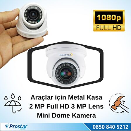 Araçlar Için Mini Metal Dome 2 Mp Full Hd Gece Görüşlü Kamera Geniş Açılı