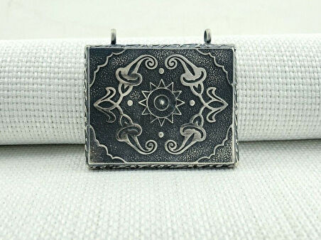 Güneş Simgeli Cevşeni Kebir Dualı 925 Ayar Gümüş Erkek Kolye Ucu