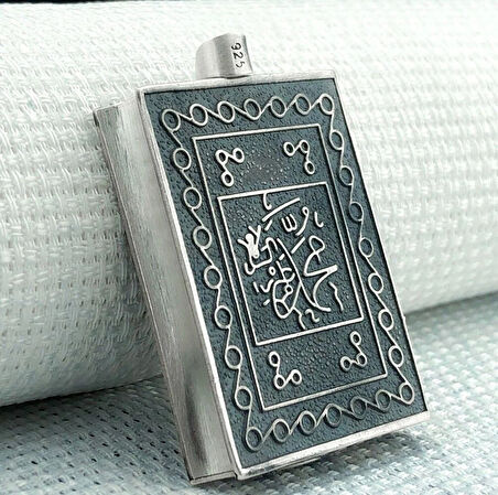 Allah Muhammet Yazılı Cevşeni Kebir Dualı 925 Ayar Gümüş Erkek Kolye Ucu