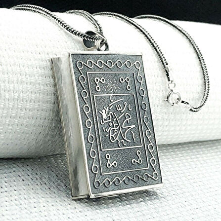 Allah Muhammet Yazılı Cevşeni Kebir Dualı 925 Ayar Gümüş Erkek Kolye