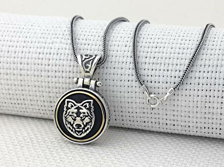 Bozkurt Tasarımlı  Ortası Dönen  925 Ayar Gümüş Erkek Kolye