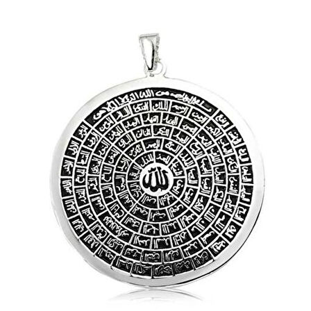 Esmaul Husna Dualı Büyük Boy 925 Ayar Gümüş Erkek Kolye Ucu