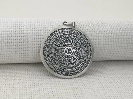 Esmaul Husna Dualı Büyük Boy 925 Ayar Gümüş Erkek Kolye Ucu