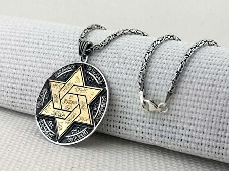 Süleyman Mührü Büyük Boy 925 Ayar Gümüş Erkek Kolye