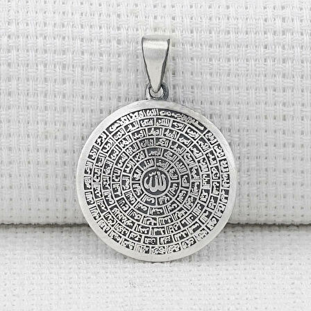 Esmaul Husna Dualı Büyük Boy 925 Ayar Gümüş Erkek Kolye Ucu