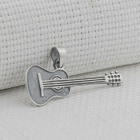 Gitar Tasarımlı 925 Ayar Gümüş Erkek Kolye Ucu