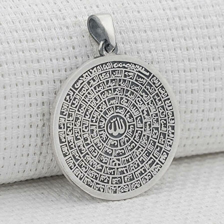 Esmaul Husna Dualı Büyük Boy 925 Ayar Gümüş Erkek Kolye Ucu