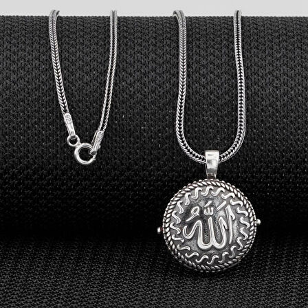 Allah Yazılı İçi Açılabilen Cevşeni Kebir Dualı 925 Ayar Gümüş Erkek Kolye