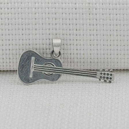 Gitar Tasarımlı 925 Ayar Gümüş Erkek Kolye Ucu