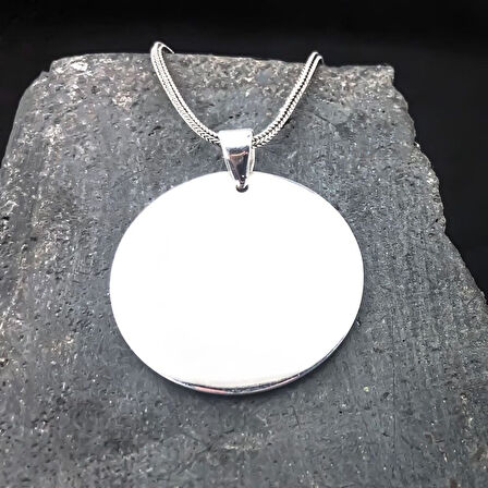 Daire Plaka 925 Ayar Gümüş Erkek Kolye