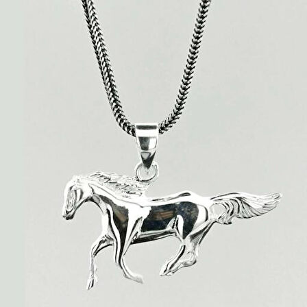 Dört Nala Koşan Üç Boyutlu 925 Ayar Gümüş Erkek Kolye