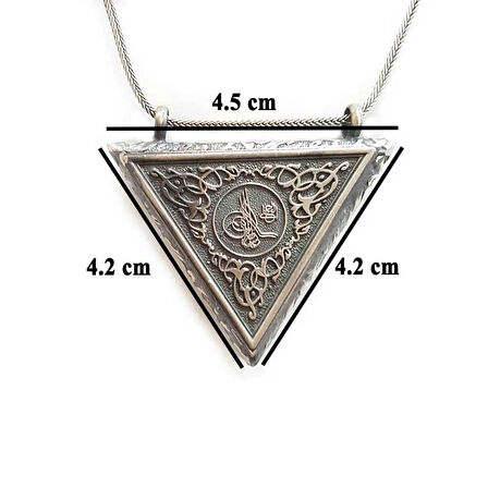 Osmanlı Tugra  Cevşeni Kebir Dualı Orta Boy 925 Ayar Gümüş Erkek Kolye