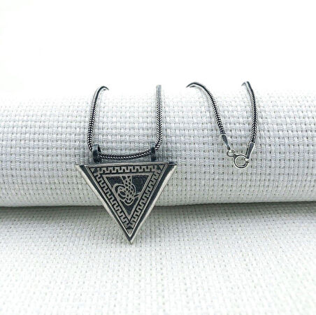 Osmanlı Tugra  Cevşeni Kebir Dualı Orta Boy 925 Ayar Gümüş Erkek Kolye