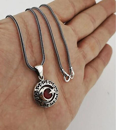 Ay Yıldız  925 Ayar Gümüş Erkek Kolye