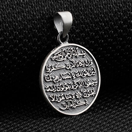 Ayetel Kursi Nazar Duası 925 Ayar Gümüş Erkek Kolye Ucu