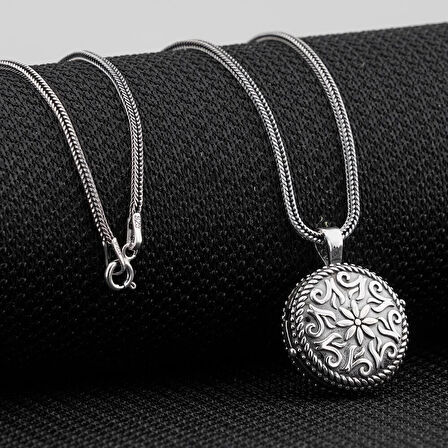 Çift Taraflı Açılabilir Cevşen  925 Ayar Gümüş Erkek Kolye