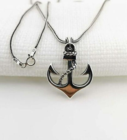 Denizci Çapa 925 Ayar Gümüş Erkek Kolye