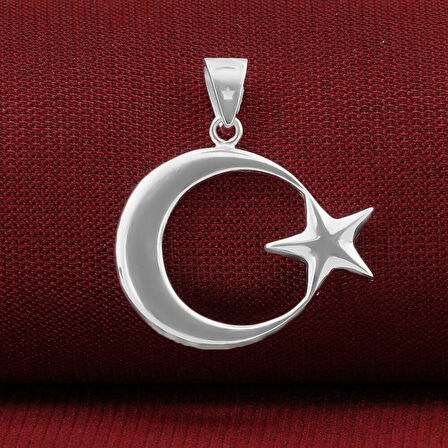 Ay Yıldız 925 Ayar Gümüş Erkek Kolye