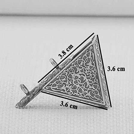 Desenli Üçgen Cevşeni Kebir Dualı 925 Ayar Gümüş Erkek Kolye Ucu