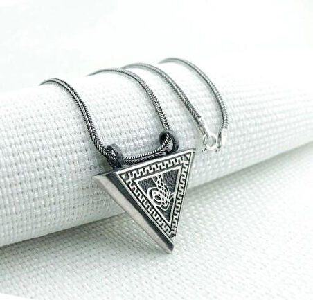 Osmanlı Tugra  Cevşeni Kebir Dualı Orta Boy 925 Ayar Gümüş Erkek Kolye
