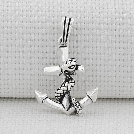 Yılanlı Çapa  925 Ayar Gümüş Erkek Kolye Ucu