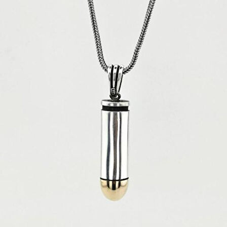 Özel Mermi Kurşun 925 Ayar Gümüş Erkek Kolye