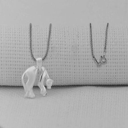 Panter Tasarımlı 925 Ayar Gümüş Erkek Kolye