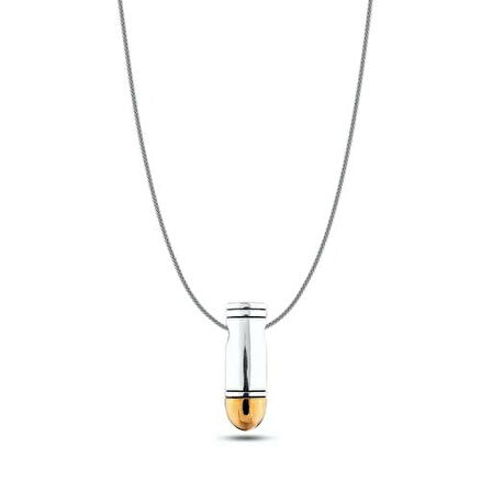 Özel Mermi Kurşun 925 Ayar Gümüş Erkek Kolye