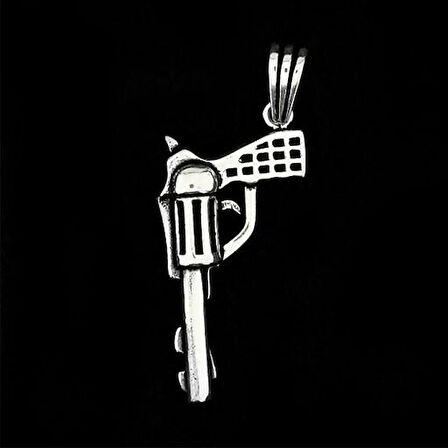 Özel Tabanca Tasarımlı 925 Ayar Gümüş Erkek Kolye