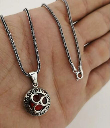 Üç Hilal Özel Tasarım 925 Ayar Gümüş Erkek Kolye