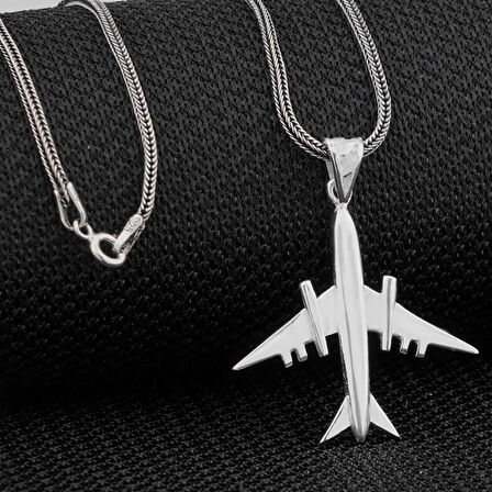 Uçak Tsarımlı  925 Ayar Gümüş Erkek Kolye