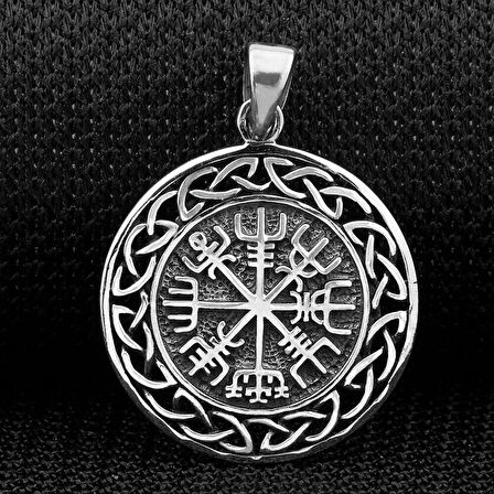 Viking Vegvisir Pusulası 925 Ayar Gümüş Erkek Kolye Ucu