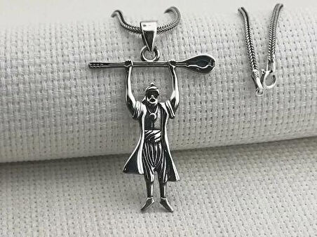 Pir Sultan Abdal 925 Ayar Gümüş Erkek Kolye