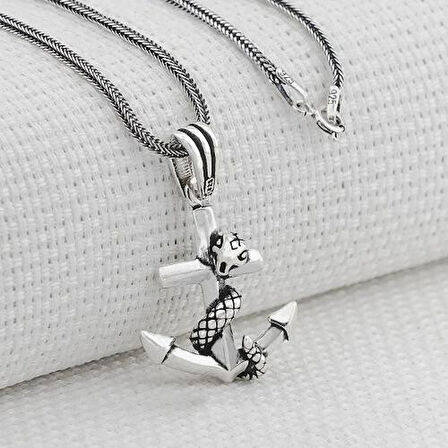 Çapa 925 Ayar Gümüş Erkek Kolye