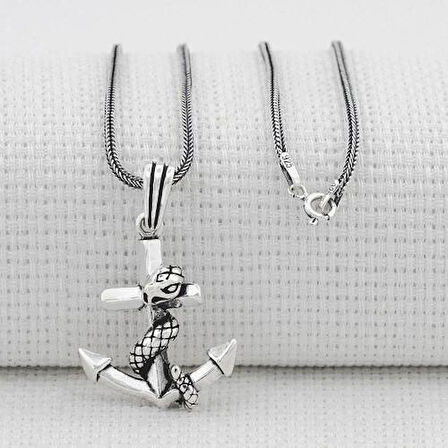 Çapa 925 Ayar Gümüş Erkek Kolye