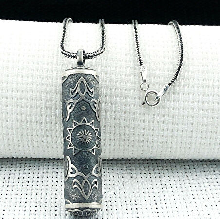 Silindir Cevşeni Kebir Dualı 925 Ayar Gümüş Erkek Kolye