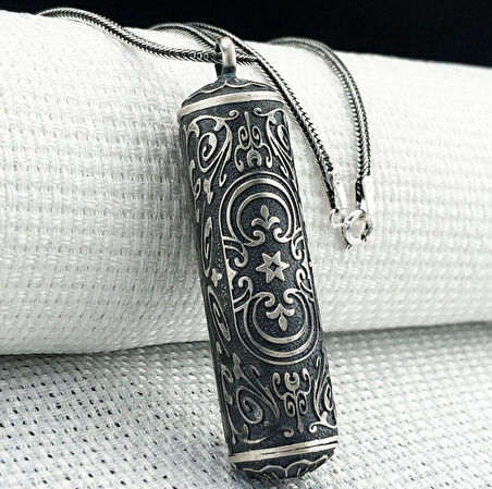 Silindir Cevşeni Kebir Dualı 925 Ayar Gümüş Erkek Kolye