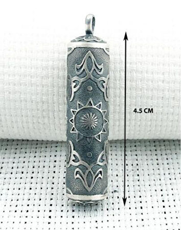 Silindir Cevşeni Kebir Dualı 925 Ayar Gümüş Erkek Kolye Ucu