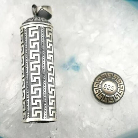 Silindir Cevşeni Kebir Dualı 925 Ayar Gümüş Erkek Kolye Ucu