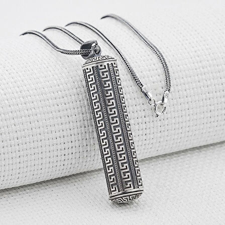 Silindir Cevşeni Kebir Dualı 925 Ayar Gümüş Erkek Kolye