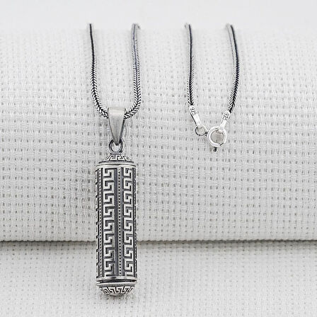 Silindir Cevşeni Kebir Dualı 925 Ayar Gümüş Orta Boy Erkek Kolye